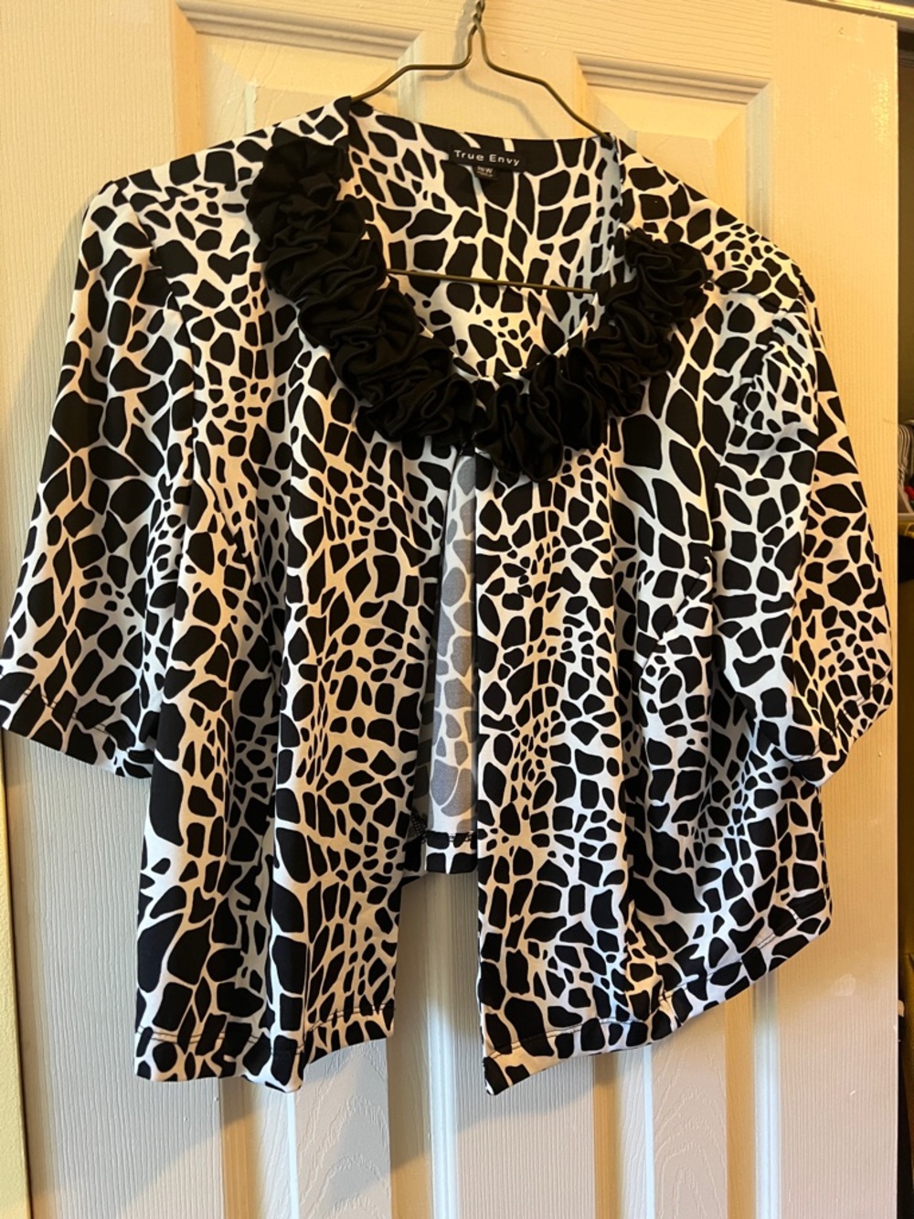 Black & White Printed Capelet Jacket